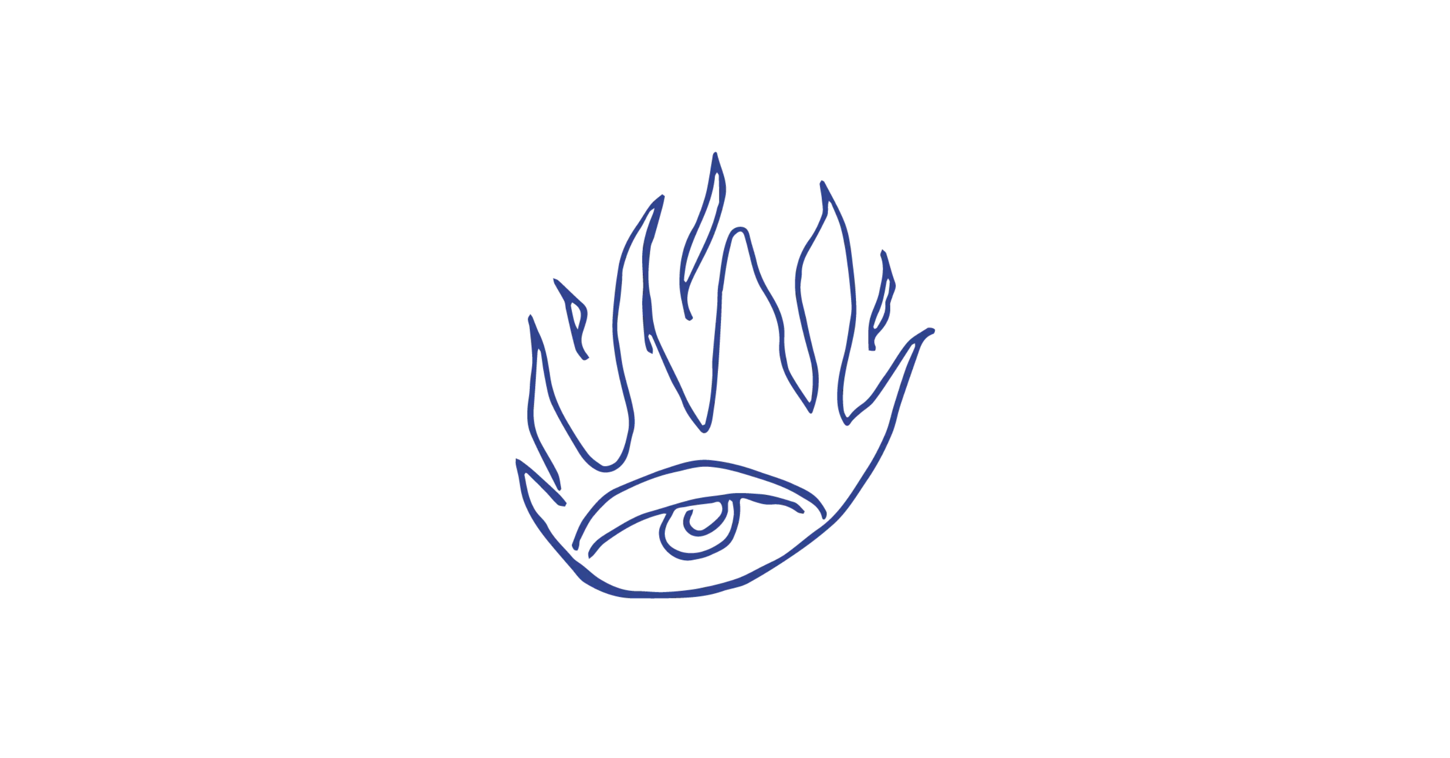 Spicy Eyes fire-eye icon in blue.