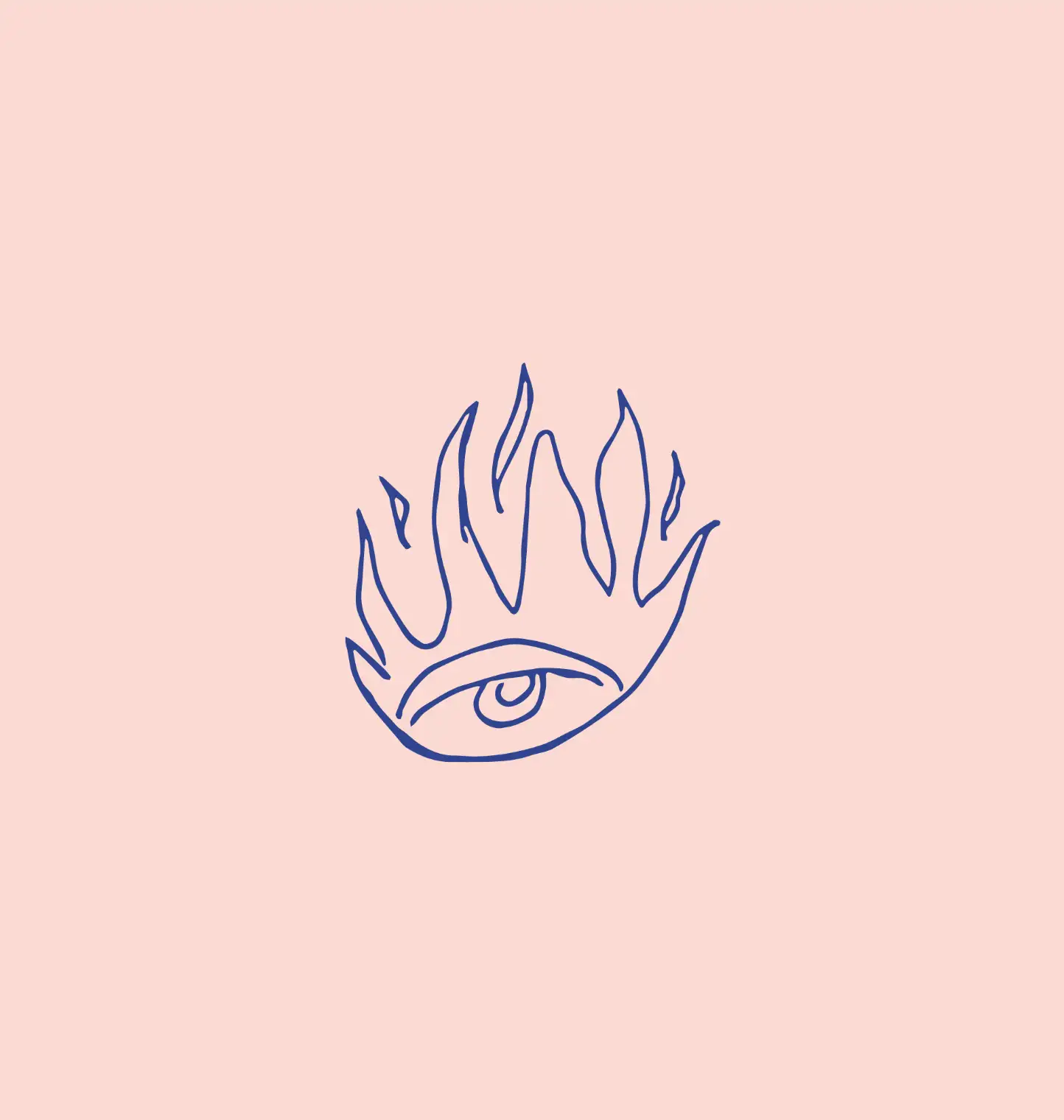 Spicy Eyes fire-eye icon in blue.