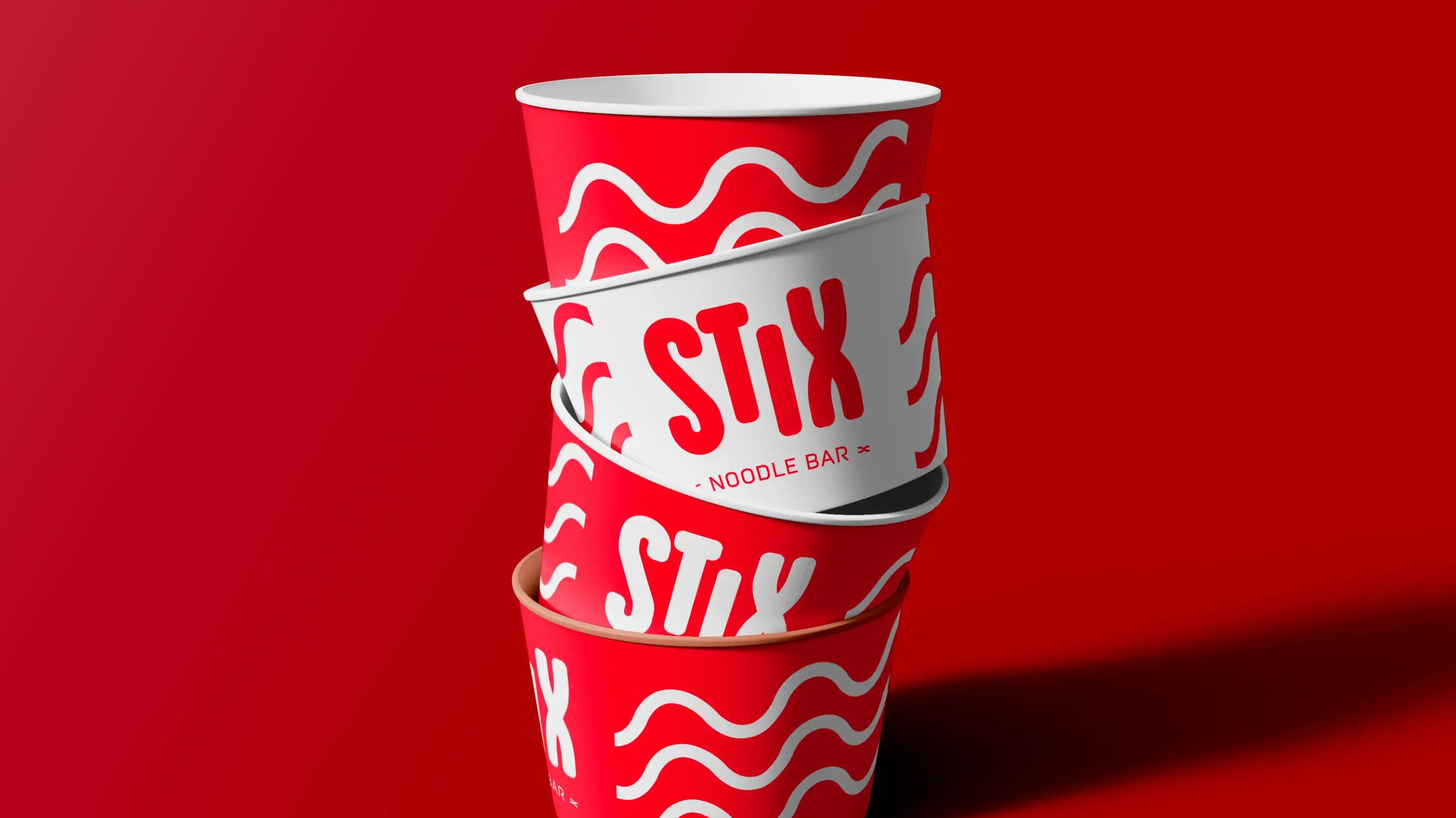 Stix Noodle Bar logo on takeaway containers.