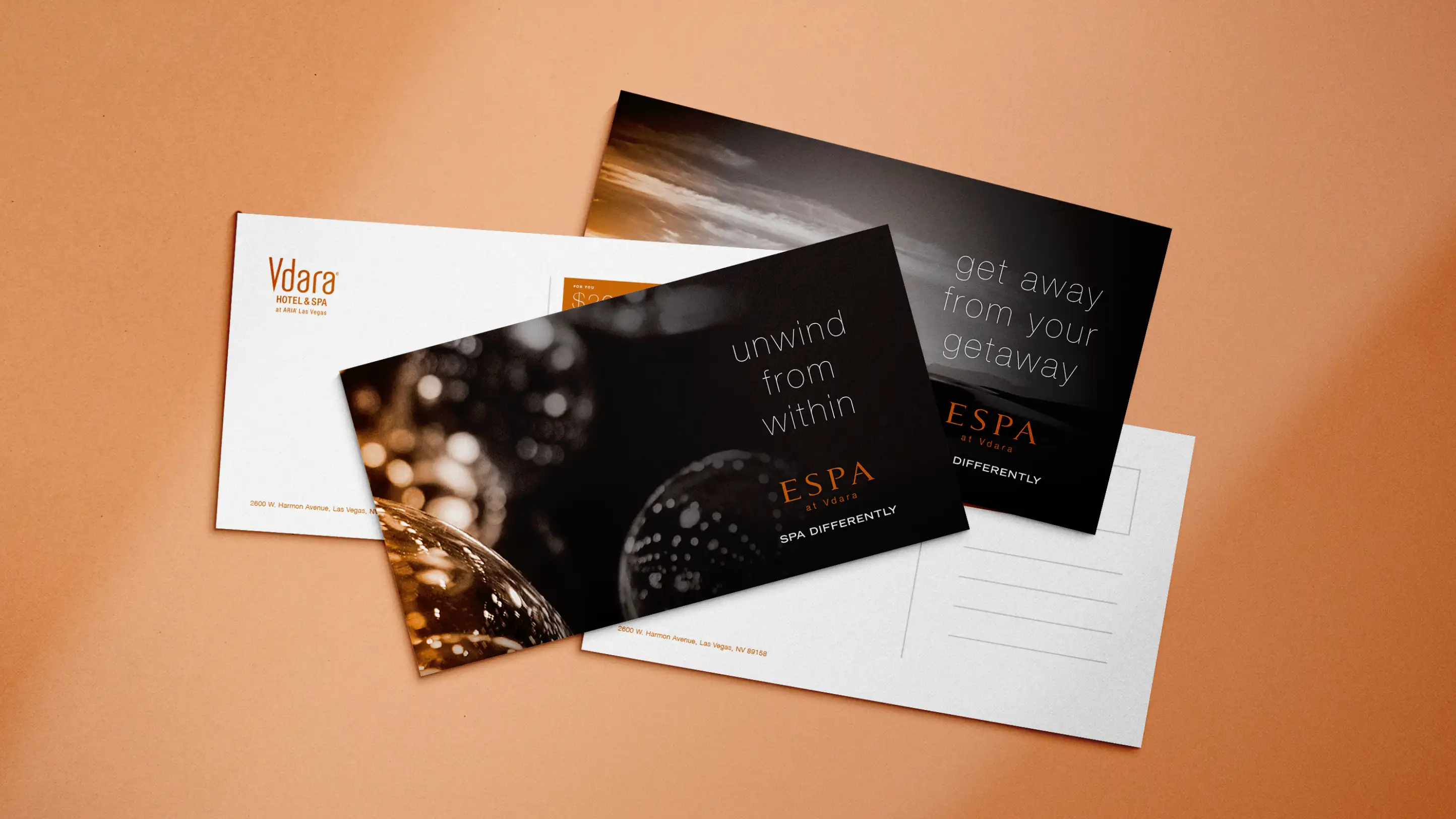 Espa at Vdara print collateral postcard design.