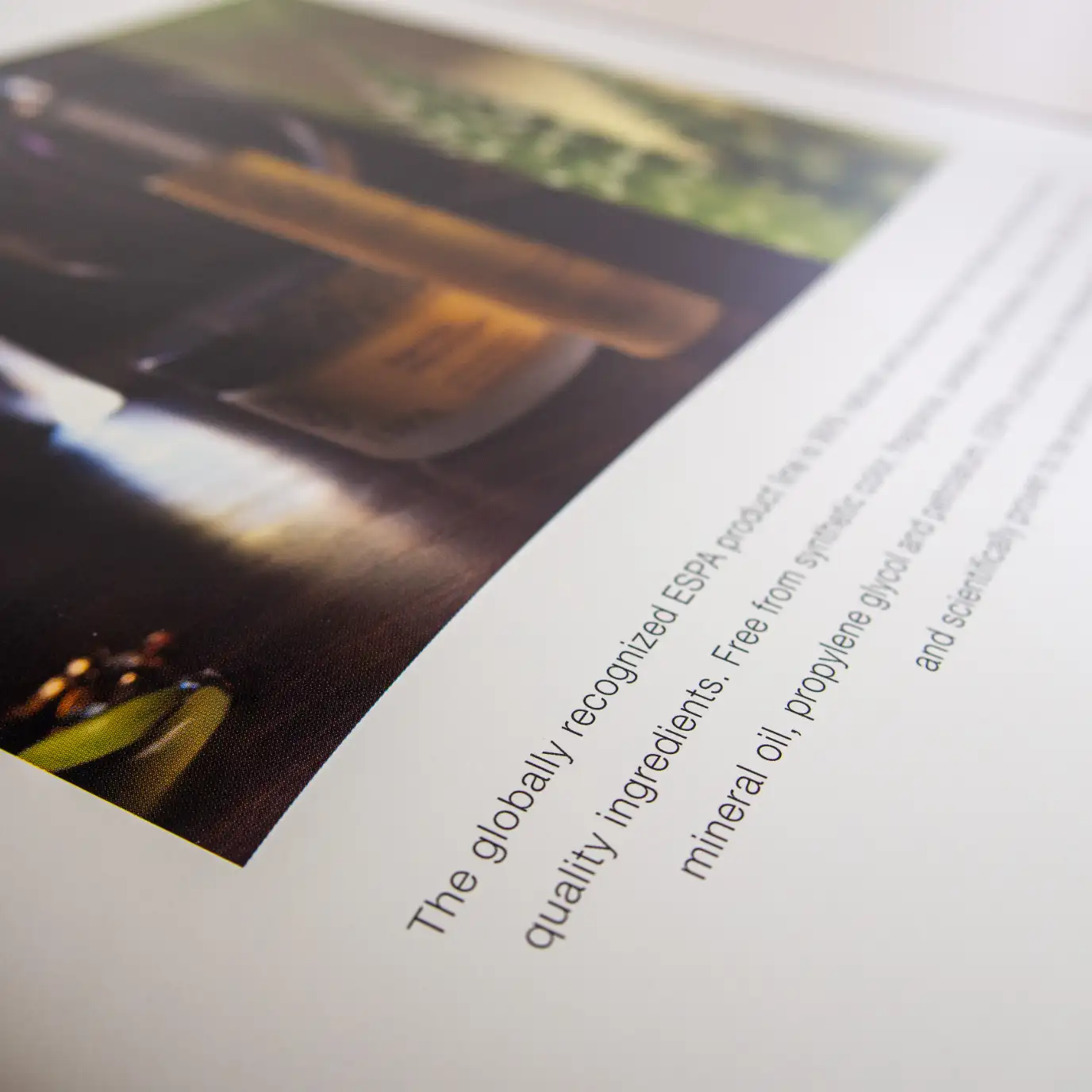 Close up image of paper texture on brochure design.