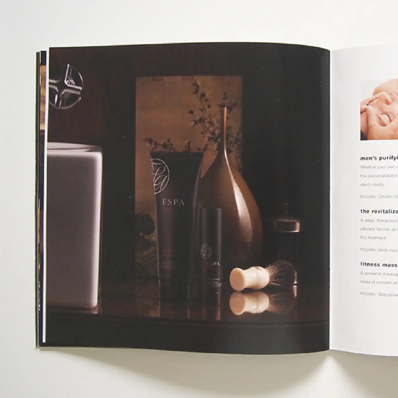 Left-hand interior page detail from ESPA at Vdara brochure design.
