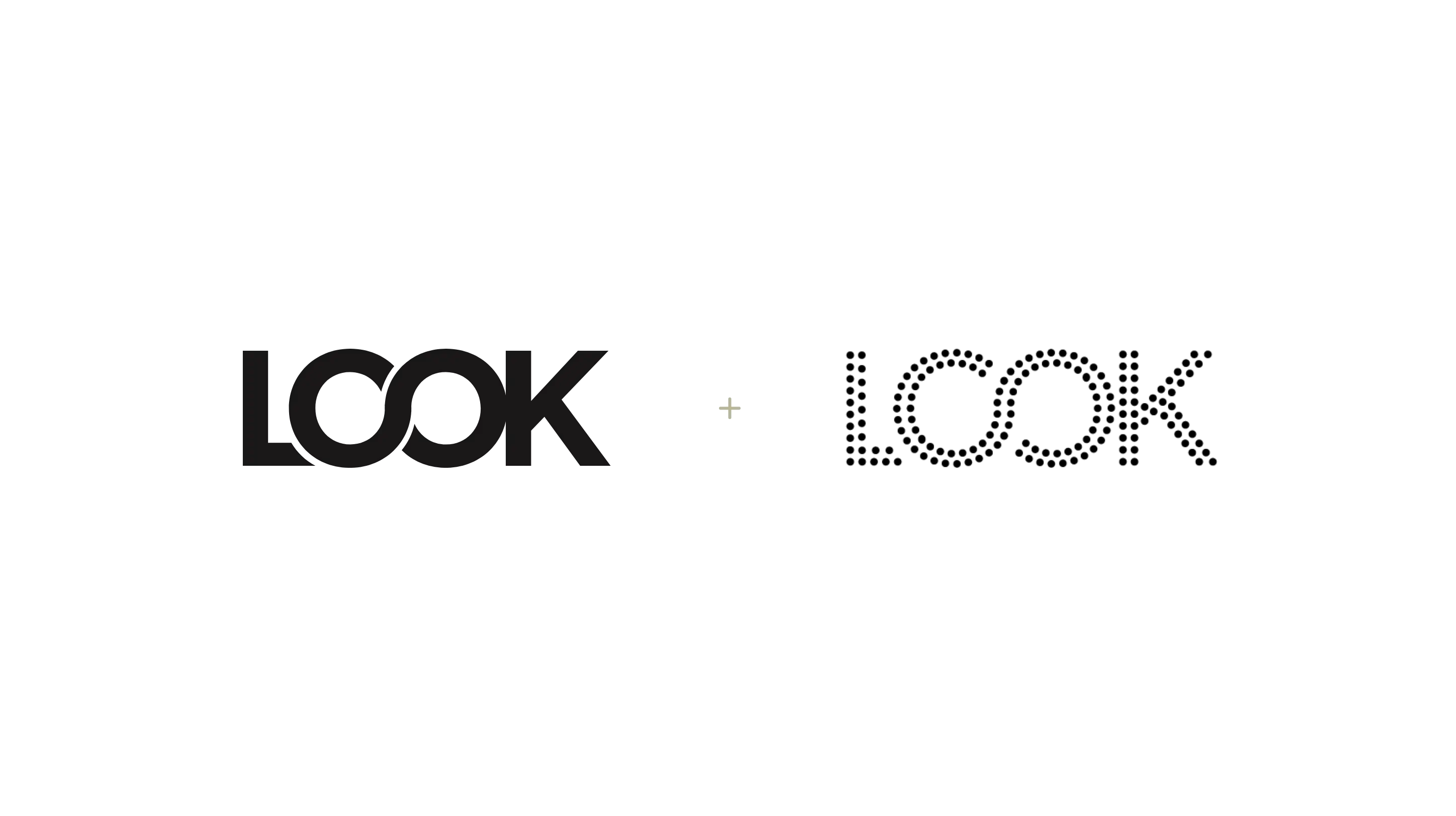 Look Style Society logo components: solid version of logo on left, dotted logo version on right.