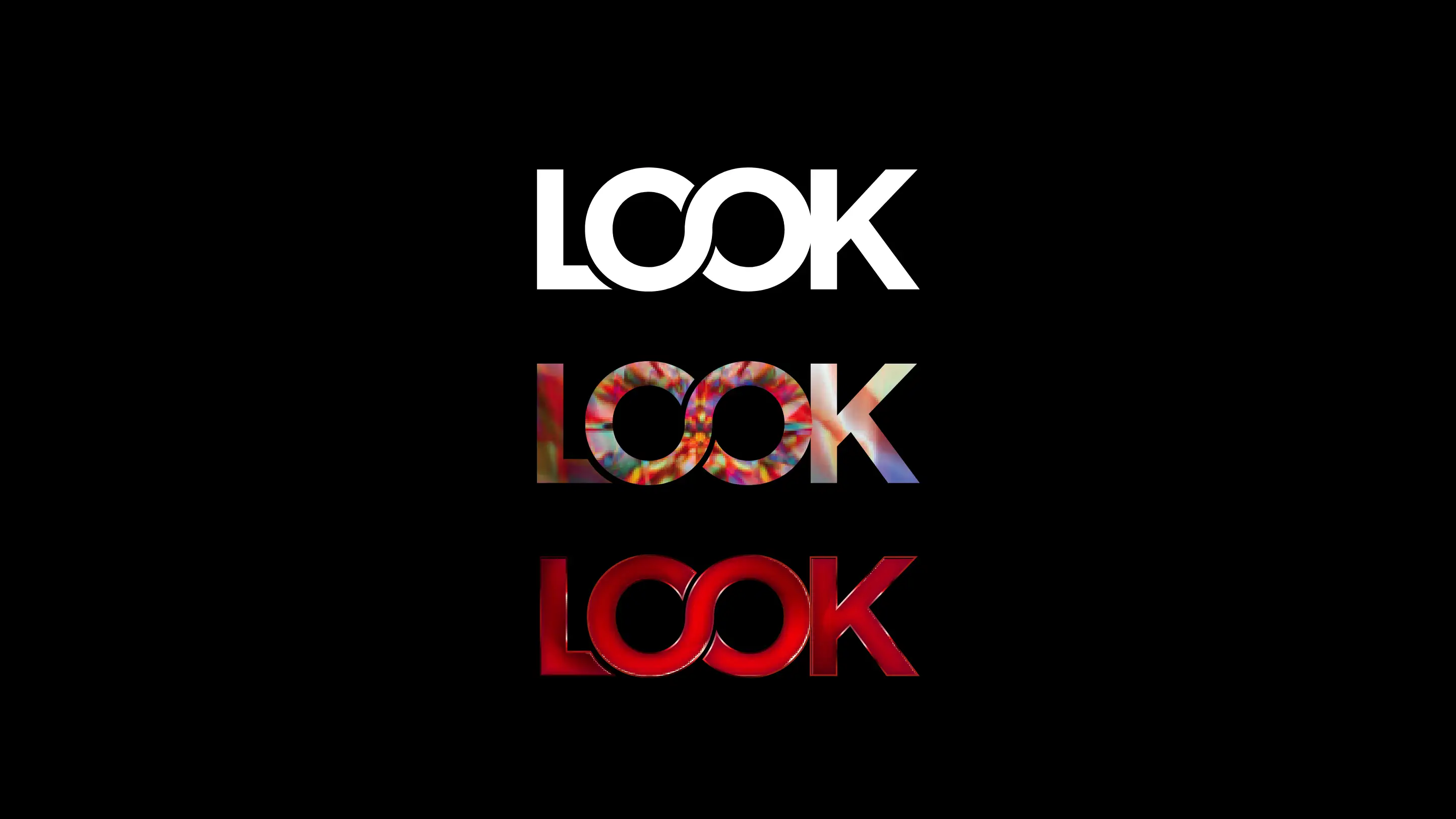 Look Style Society logo treatments with image fills and a glossy effect.